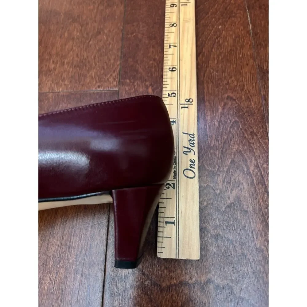 Vintage Etienne Aigner Women's Oxblood Leather Mary Jane Buckle Heels, Size 8
